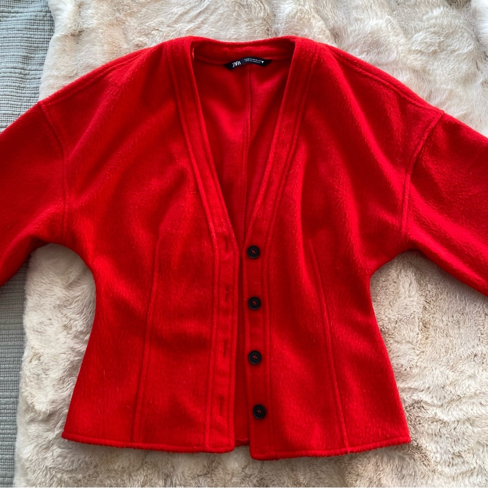 Zara Red sweater cardigan